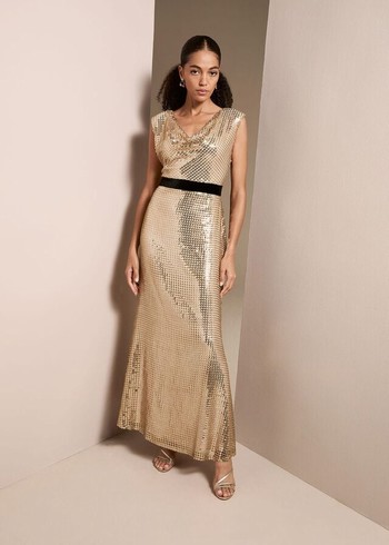 Phase Eight Jamae Gold Sequin Dress Gold Canada | IKYUBH-182